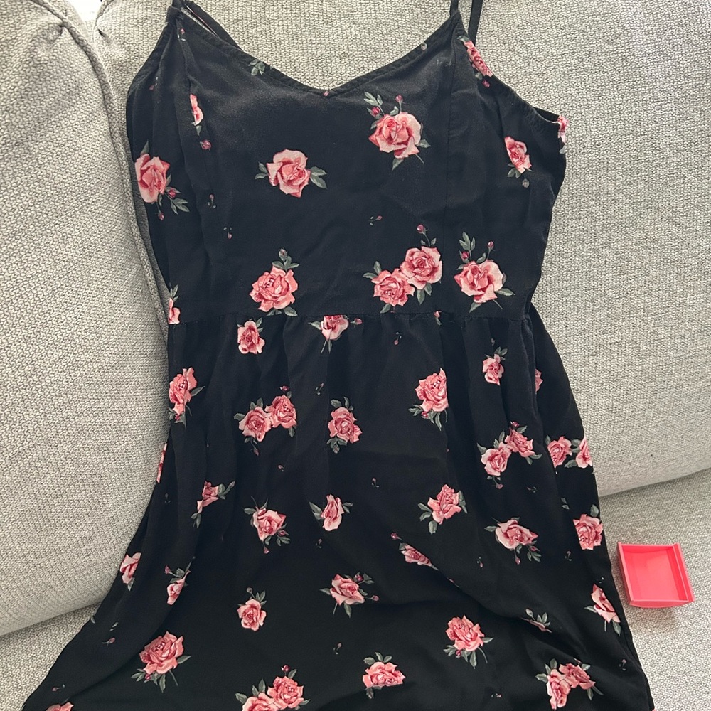 Floral Black Midi Dress